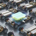 3d_rendering_group_of_electric_cars_with_pack_of_battery_cells_module_on_platform_in_a_row